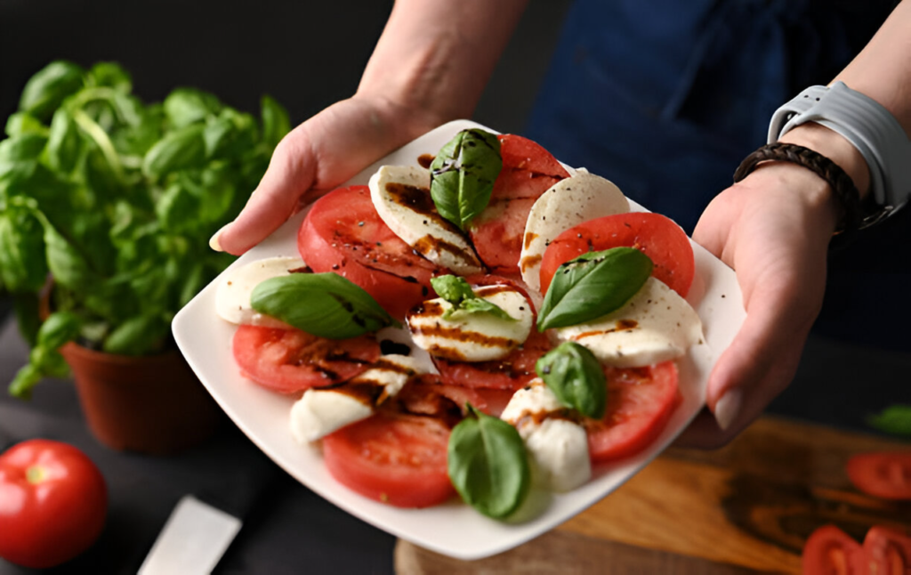 Insalata Caprese Perfetta su Tavolo Rustico