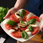 Insalata Caprese Perfetta su Tavolo Rustico