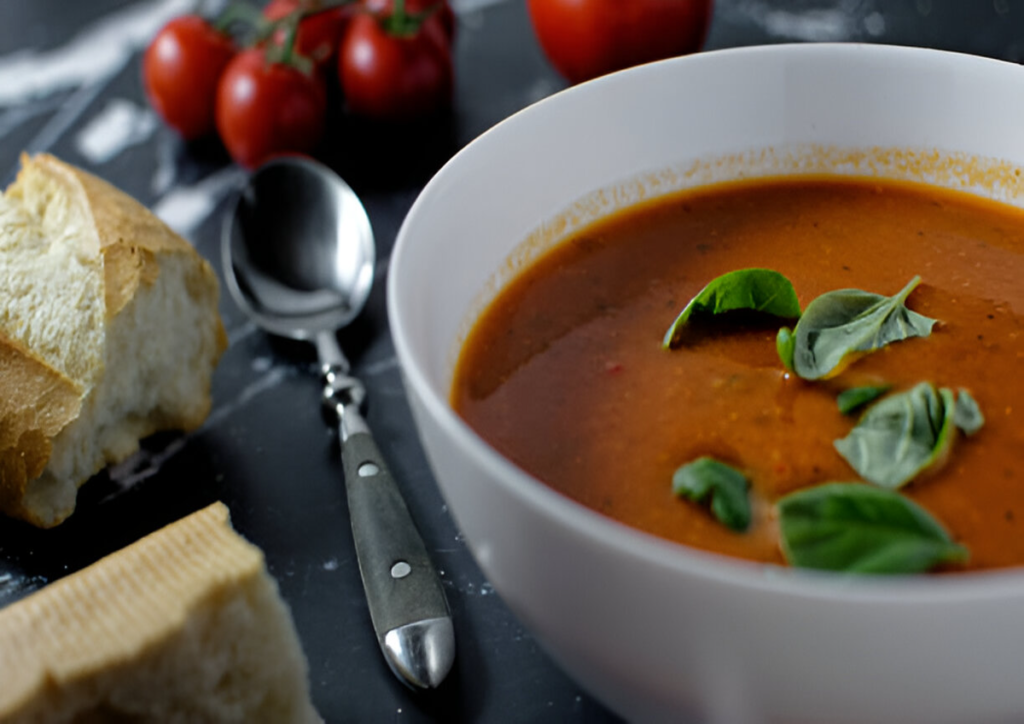 Zuppa Caprese Assemblata con Mozzarella e Basilico