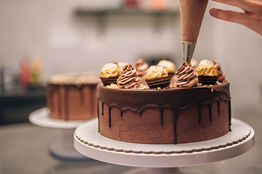 Elegante torta di compleanno al cioccolata