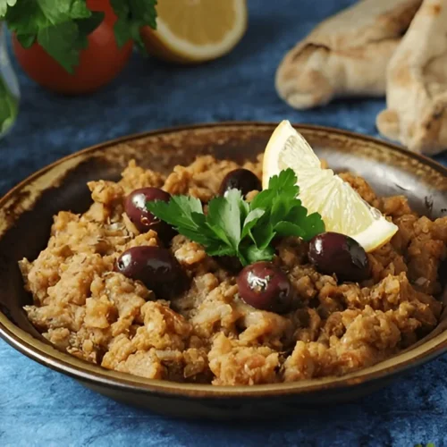 Zaalouk: Il Delizioso Caviale di Melanzane Marocchino 2 Zaalouk marocchino: crema di melanzane con pomodoro e spezie, servito in una ciotola con pane arabo